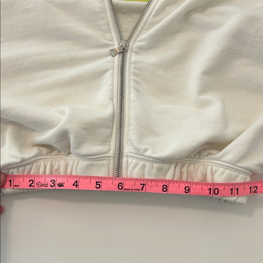 Bo & Tee off-white Zip-Up Cropped Hoodie Small - Picture 7 of 9